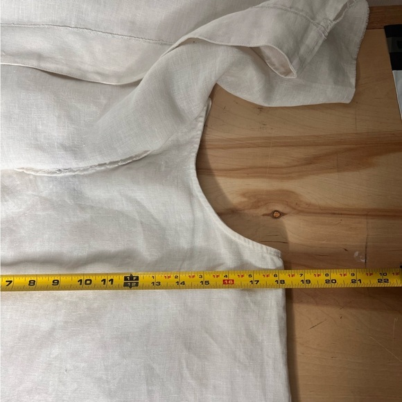 Women’s Small 100% Linen Layered Dress Architectural Minimalist Monochrome USA - Picture 13 of 14